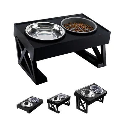 COMEDERO-BEBEDERO PARA PERROS ALTURA AJUSTABLE - PLATO ACERO - 1