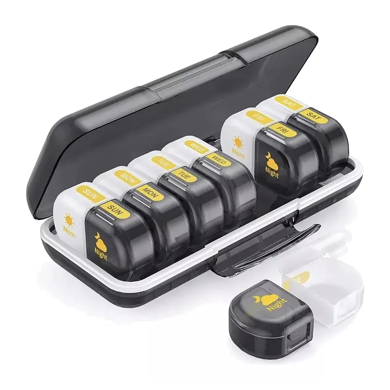 ORGANIZADOR DE PASTILLAS PORTATIL, PASTILLERO SEMANAL AM/PM - 1
