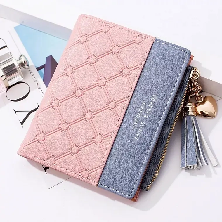 BILLETERA TARJETERO MONEDERO ELEGANTE DE MUJER ECO CUERO - 1