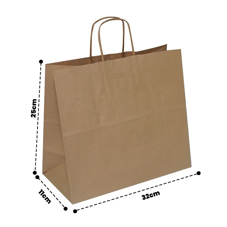 BOLSAS PAPEL KRAFT 12 UNIDADES 32X25X11CM - 1