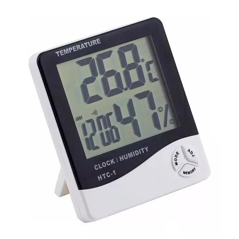 TERMOMETRO HIGROMETRO AMBIENTAL, RELOJ , ALARMA - 1