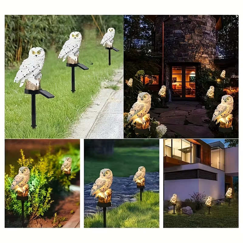 FIGURA DECORATIVA BUHO SOLAR LED - 1