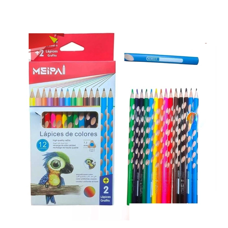 LAPICES DE COLORES 12+2 GRAFITOS ANTIDESLIZANTE 9962 12 LAPICES DE COLORES + 2 LAPICES GRAFITO - 1