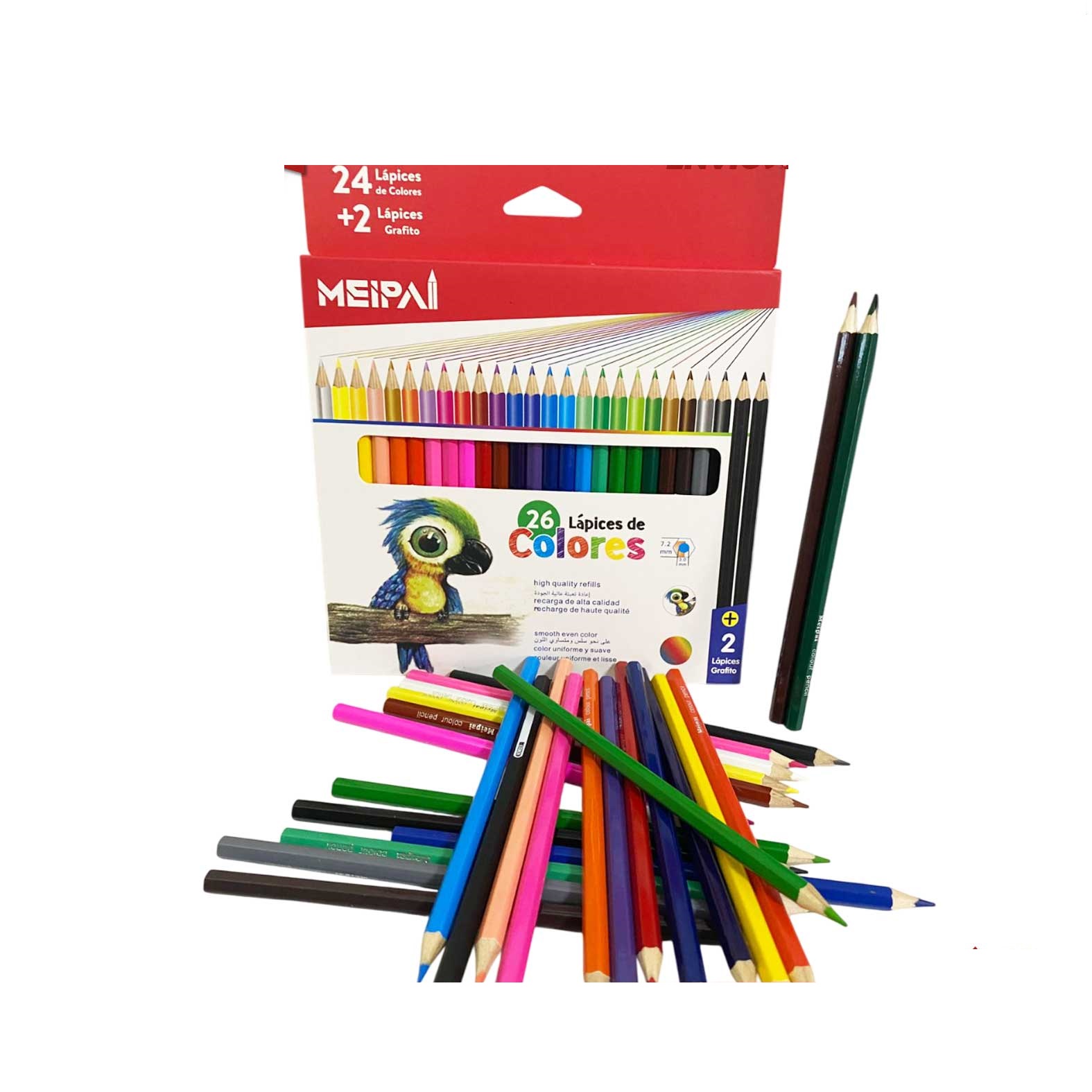 LAPICES DE COLORES 24+2 GRAFITOS -MEIPAL 2619 24 LAPICES DE COLORES + 2 LAPICES GRAFITO - 1