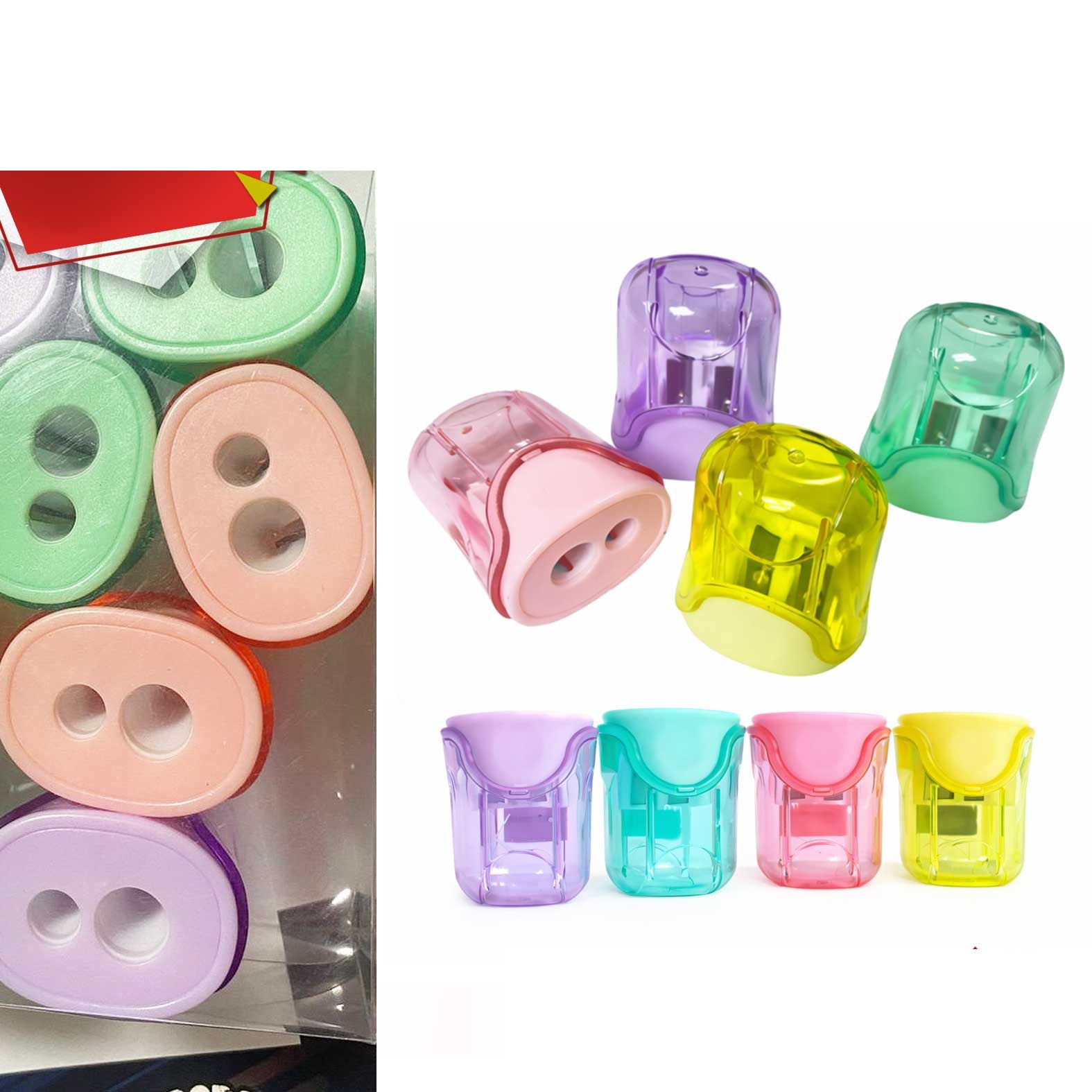 PACK 12 SACAPUNTAS DOBLE CON RECEPTOR - PASTEL 2150 - 1