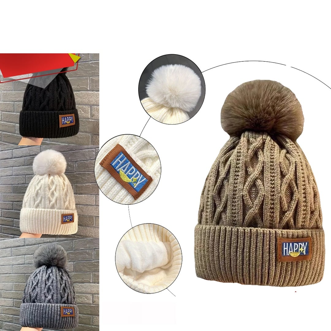 GORRO POMPON HAPPY AS346 FORRADO POR DENTRO, SURTIDO - 1