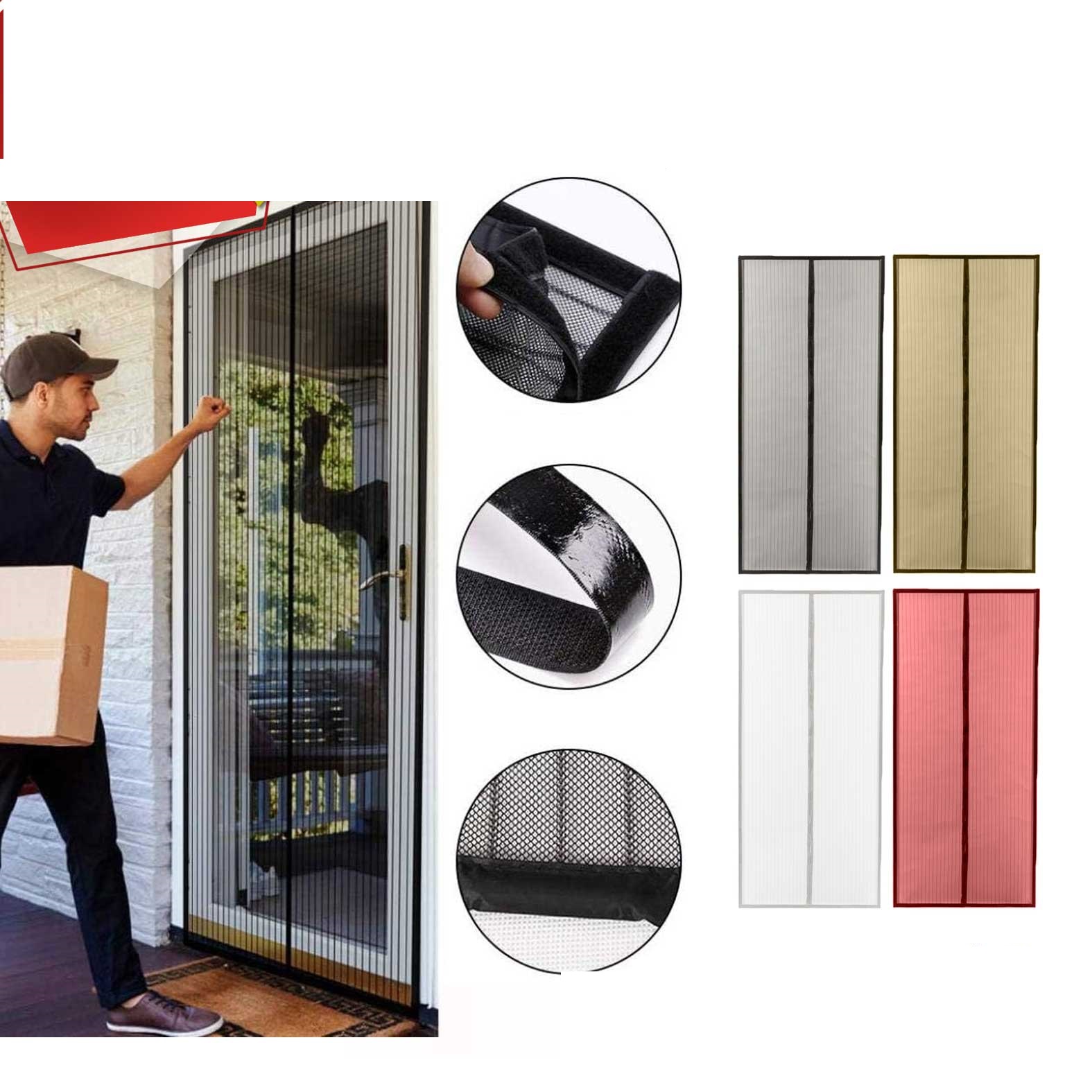 MALLA MOSQUITERA PARA PUERTA SIN CAJA AS739 COLORES SURTIDOS - CAFE, BURDEO, AZUK - 1