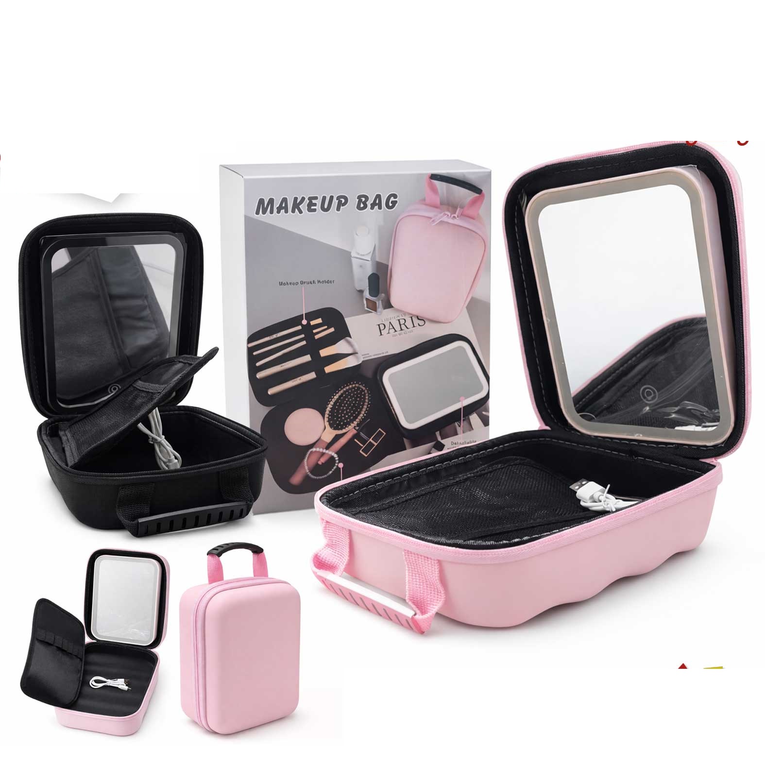 COSMETIQUERO DE VIAJE CON ESPEJO LED AS945 MIDE: 23X13X8CM - 1