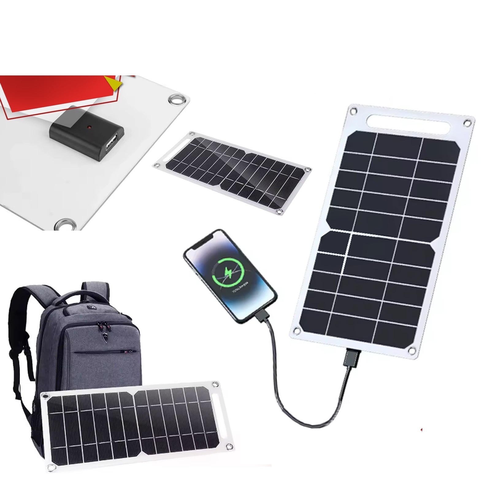 CARGADOR SOLAR PANEL USB 6W - AS734 MIDE: 30X14.5X3CM - 1