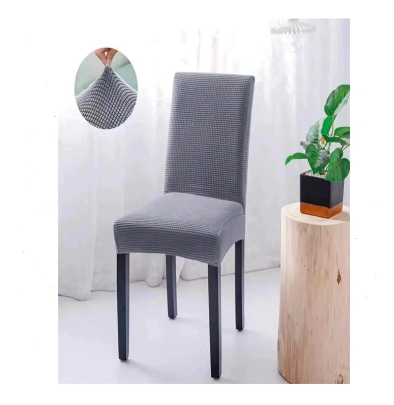 PACK X6 FUNDAS CUBRE SILLA CUADRILLE ELASTICADA PARA COMEDOR GRIS OSCURO - 1