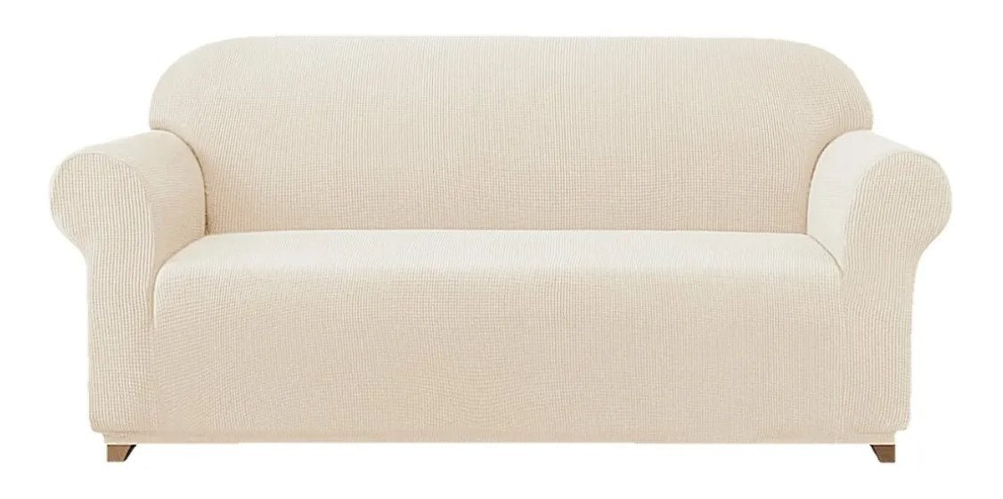 FUNDA CUBRE SOFA PROTECTORA PREMIUM CUADRILLE 3 CUERPOS VARIEDAD DE COLORES BEIGE CLARO - 1