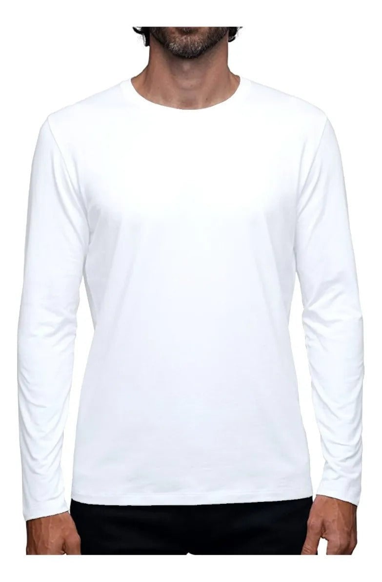 CAMISETA POLAR PARA HOMBRE MANGA LARGA CUELLO REDONDO BLANCO XL - 1