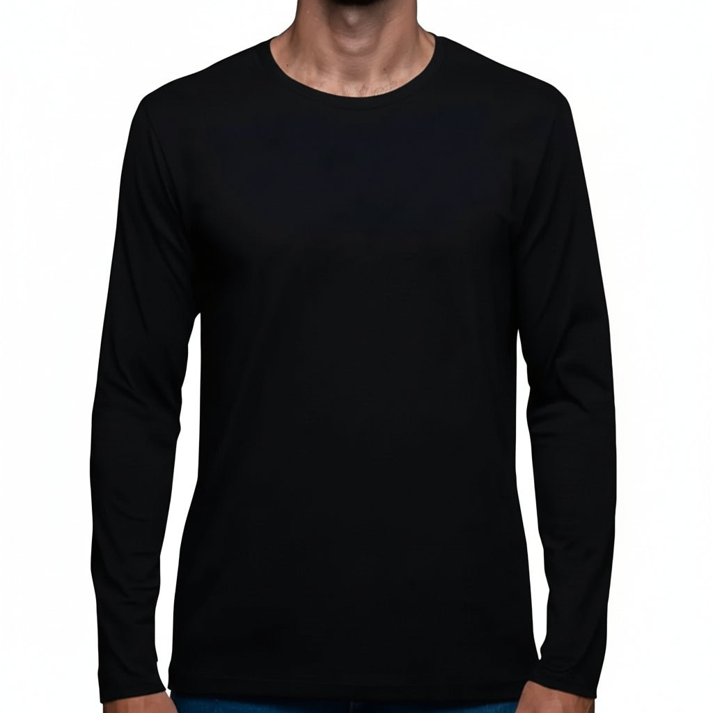 CAMISETA POLAR PARA HOMBRE MANGA LARGA CUELLO REDONDO NEGRO L - 1