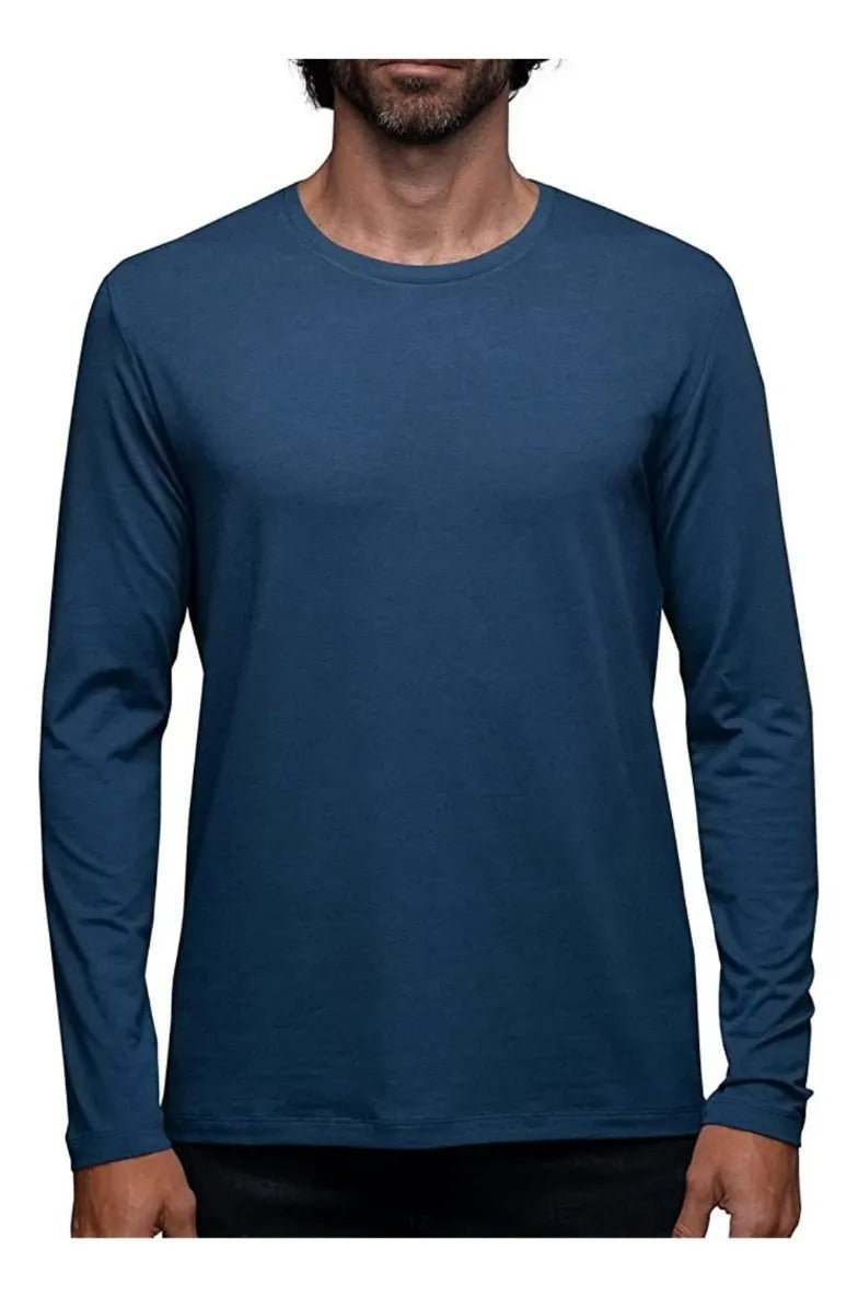 CAMISETA POLAR PARA HOMBRE MANGA LARGA CUELLO REDONDO AZUL OSCURO XL - 1