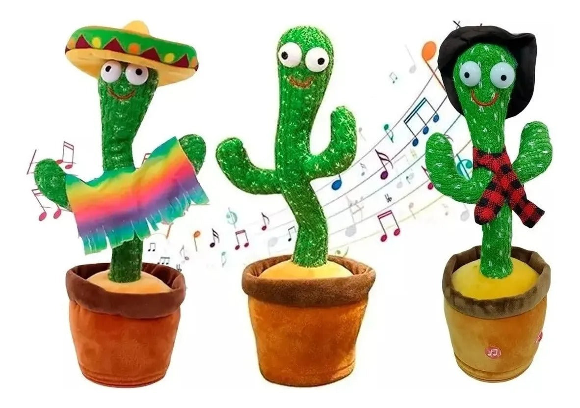 CACTUS BAILARIN MUSICAL REPETIDOR RECARGABLE VOZ INTERACTIVO VERDE - 1