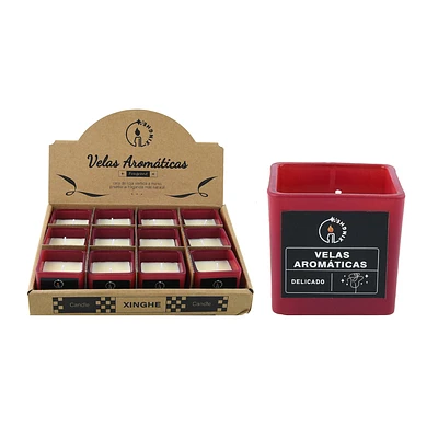VELA AROMATICA EN VASO CUADRADO ROJO 5.5*5.5CM - 1