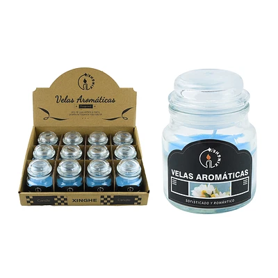 VELA AROMATICA AZUL EN FRASCO 6*8.7CM - 1