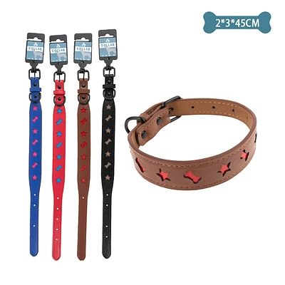 COLLAR PU CON DISEÑO HUESO Y ESTRELLA COLOR ALEATORIO 2.0CM*3.0CM*45CM 12PCS - 1