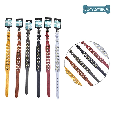 COLLAR PU CON TACHUELAS COLOR ALEATORIO 2.5*3.5CM*48CM 12PCS - 1