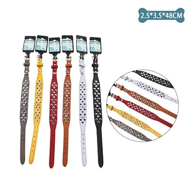 COLLAR PU CON TACHUELAS COLOR ALEATORIO 2.5*3.5CM*48CM 12PCS - 1
