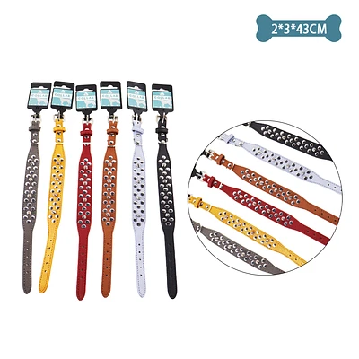 COLLAR PU CON TACHUELAS COLOR ALEATORIO 2.0CM*3.0CM*43CM 12PCS - 1