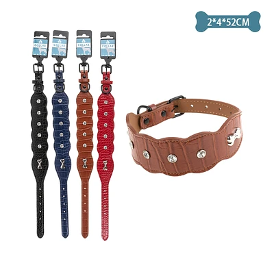 COLLAR PU CON DIAMANTES COLOR ALEATORIO 2.0CM*4.0CM*52CM 12PCS - 1