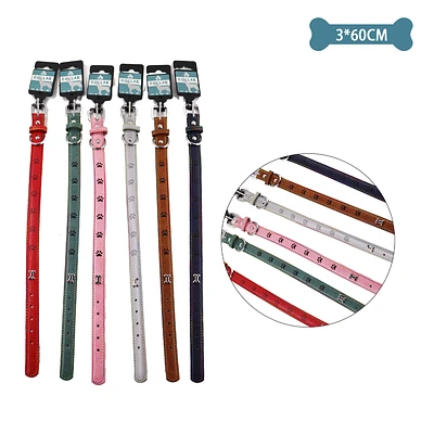 COLLAR PU CON DISEÑO HUELLA DE PERRO COLOR ALEATORIO 3.0CM*60CM 12PCS - 1