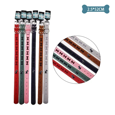 COLLAR PU CON DISEÑO HUESO Y PERRO COLOR ALEATORIO 2.5CM*52CM 12PCS - 1