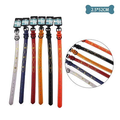 COLLAR PU CON DISEÑO HUELLA DE PERRO COLOR ALEATORIO 2.5CM*52CM 12PCS - 1