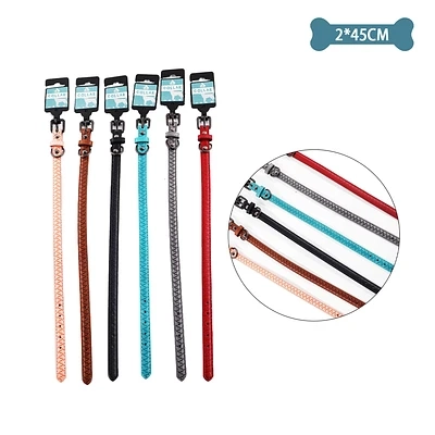 COLLAR PU PARA MASCOTA COLOR ALEATORIO 2.0CM*45CM 12PCS - 1
