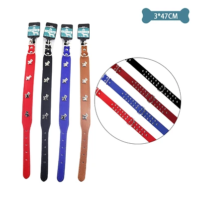 COLLAR PU CON TACHUELAS DE PERRO COLOR ALEATORIO 3.0CM*47CM 12PCS - 1