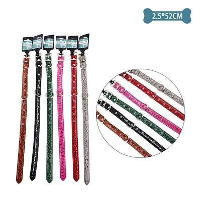 COLLAR PU CON DIAMANTES COLOR ALEATORIO 2.5CM*52CM 12PCS - 1