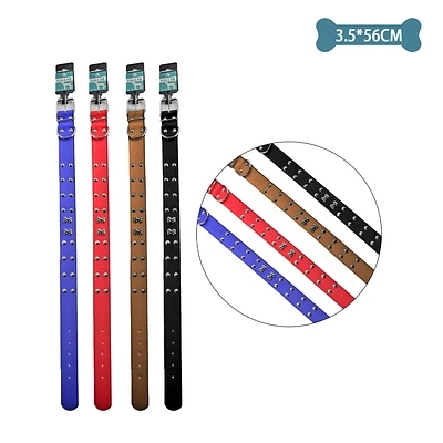 COLLAR PU CON TACHUELAS Y HUESO COLOR ALEATORIO 3.5CM*56CM 12PCS - 1