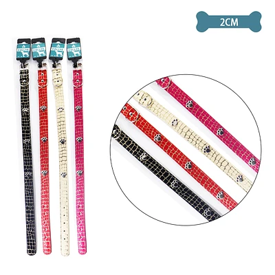 COLLAR PU CON TACHUELAS DE HUELLA COLOR ALEATORIO 2.0CM 12PCS - 1