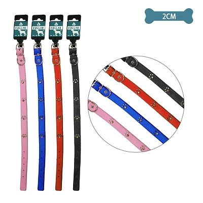 COLLAR PU CON TACHUELAS DE HUELLA COLOR ALEATORIO 2.0CM 12PCS - 1