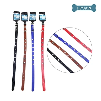 COLLAR PU CON TACHUELAS COLOR ALEATORIO 1.5CM*39CM 12PCS - 1