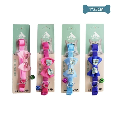 COLLAR CON LAZO PARA GATO COLOR ALEATORIO 1.0CM*25CM - 1