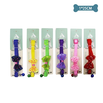 COLLAR CON LAZO PARA GATO COLOR ALEATORIO 1.0CM*25CM - 1