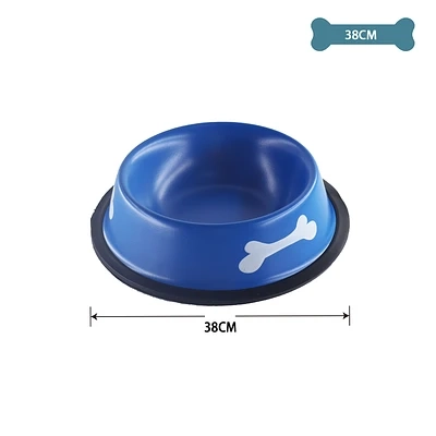 PLATO METALICO PARA MASCOTAS AZUL MARINO 38CM - 1