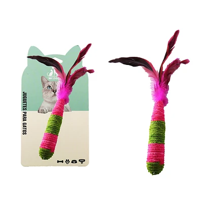 JUGUETE PARA GATO ZANAHORIA DE HILO CON PLUMA - 1