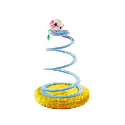 JUGUETE PARA GATO COLORES ESPIRAL CON RATON 26CM - 1