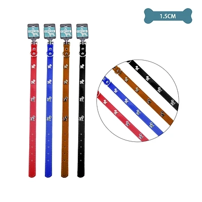 COLLAR PU CON TACHUELAS DE PERRO COLOR ALEATORIO 1.5CM 12PCS - 1