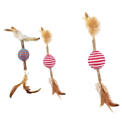 JUGUETE PARA GATO PELOTA DE NYLON Y POLYGONUM 12CM COLOR ALEATORIO - 2