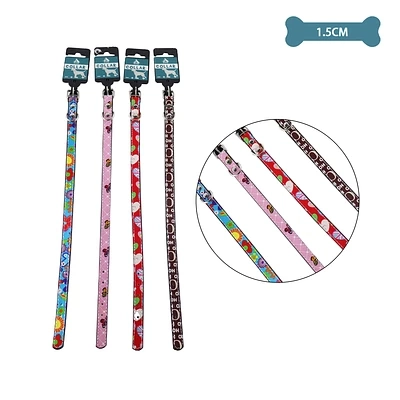 COLLAR PU CON DISEÑO PARA MASCOTA COLOR ALEATORIO 1.5CM 12PCS - 1