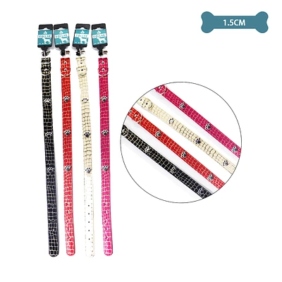 COLLAR PU CON TACHUELAS DE HUELLA COLOR ALEATORIO 1.5CM 12PCS - 1
