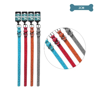 COLLAR PU CON DISEÑO HUELLA DE PERRO COLOR ALEATORIO 2.0CM 12PCS - 1
