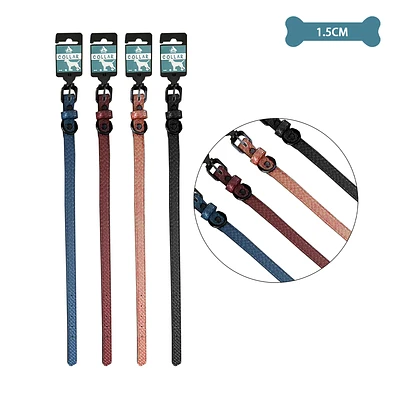 COLLAR PU PARA MASCOTA COLOR ALEATORIO 1.5CM 12PCS - 1