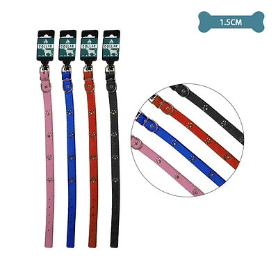 COLLAR PU CON TACHUELAS DE HUELLA COLOR ALEATORIO 1.5CM 12PCS - 1
