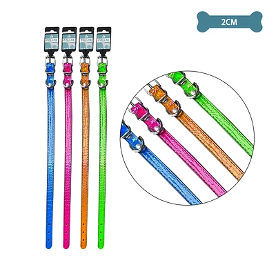 COLLAR PU PARA MASCOTA COLOR ALEATORIO 2.0CM 12PCS - 1
