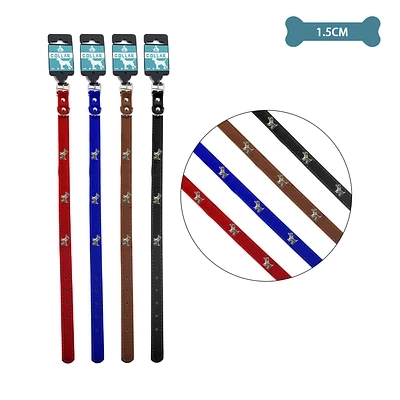 COLLAR PU CON TACHUELAS DE PERRO COLOR ALEATORIO 1.5CM 12PCS - 1